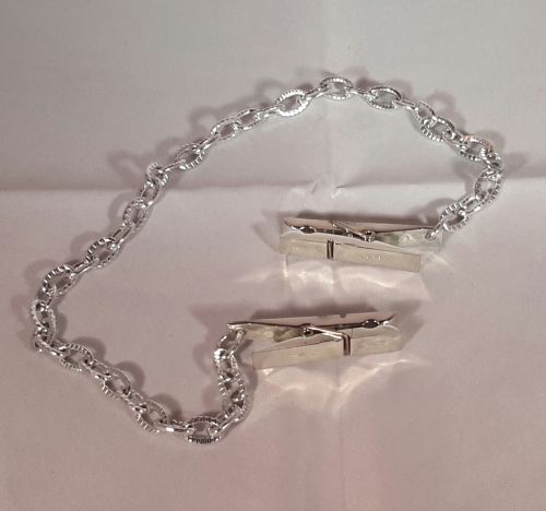 Tiny Clothes Peg Clamps on Chain